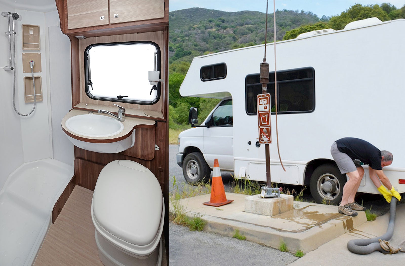Portable RV/camper toilet and holding tank setup in Mechanicsburg, Pennsylvania
